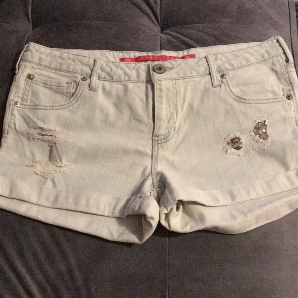 Sequin distressed Tinseltown cuffed shorts